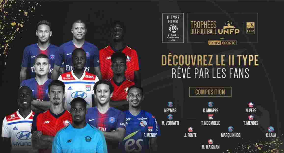  法甲赛季最佳阵容，巴黎七将入围  